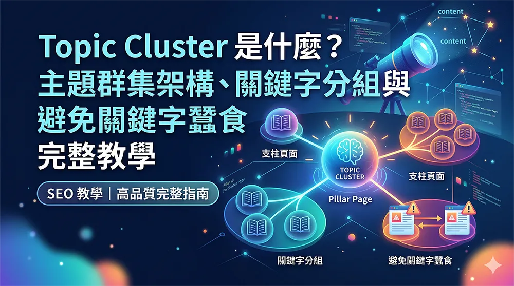 Topic Cluster 是什麼？主題群集架構、關鍵字分組與避免關鍵字蠶食完整教學