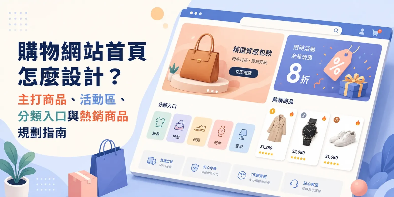 購物網站首頁怎麼設計？主打商品、活動區、分類入口與熱銷商品規劃指南