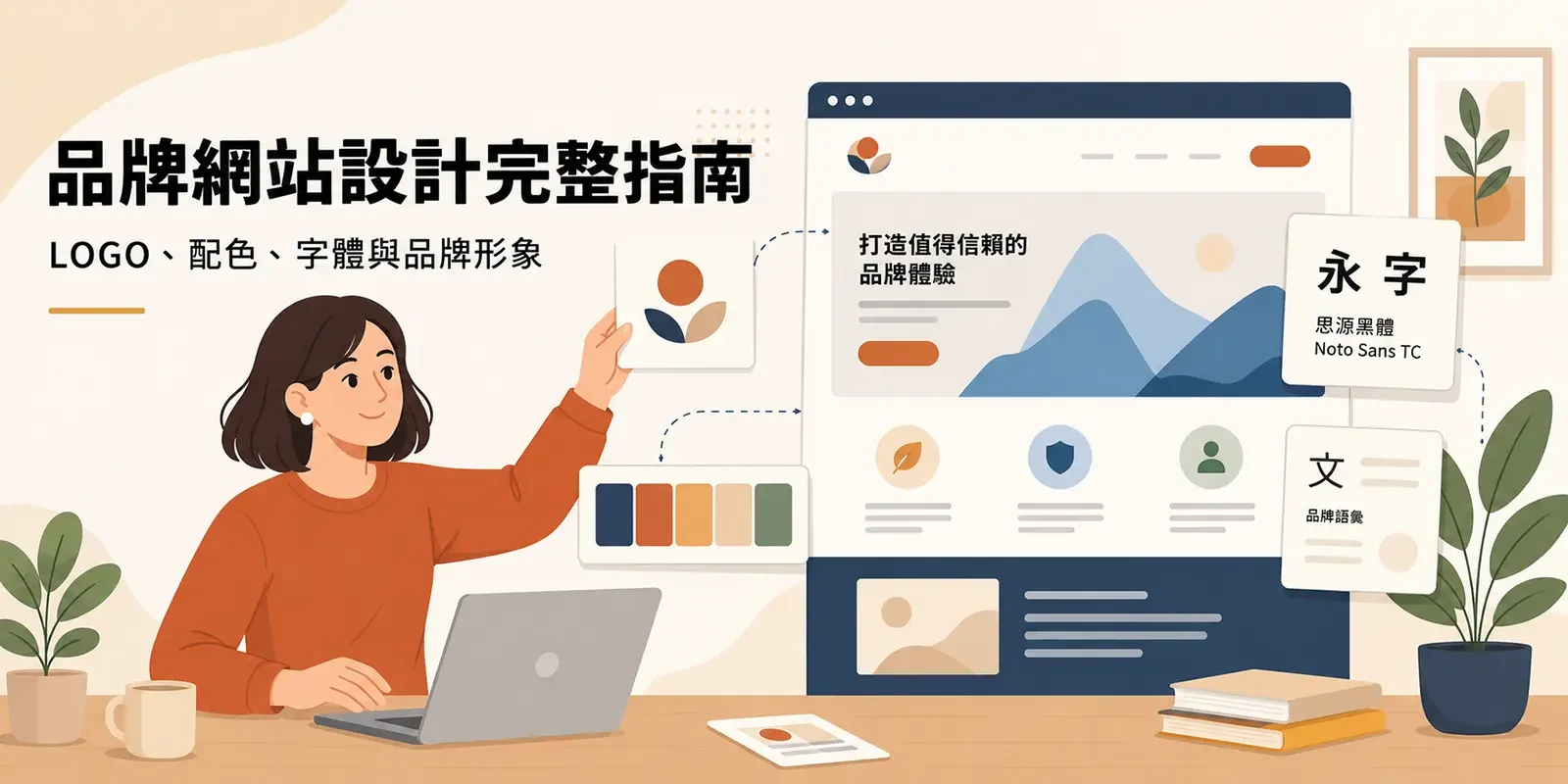 品牌網站設計完整指南：LOGO、品牌色系統、語氣與識別一致性