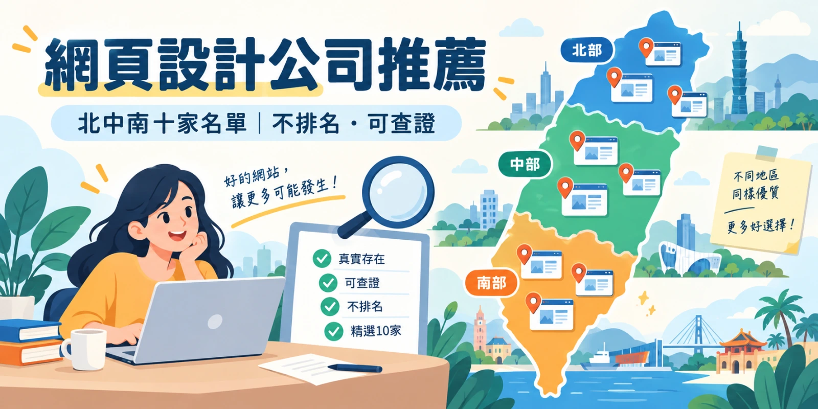 網頁設計公司推薦名單：北中南十家怎麼挑，不排名、可查證