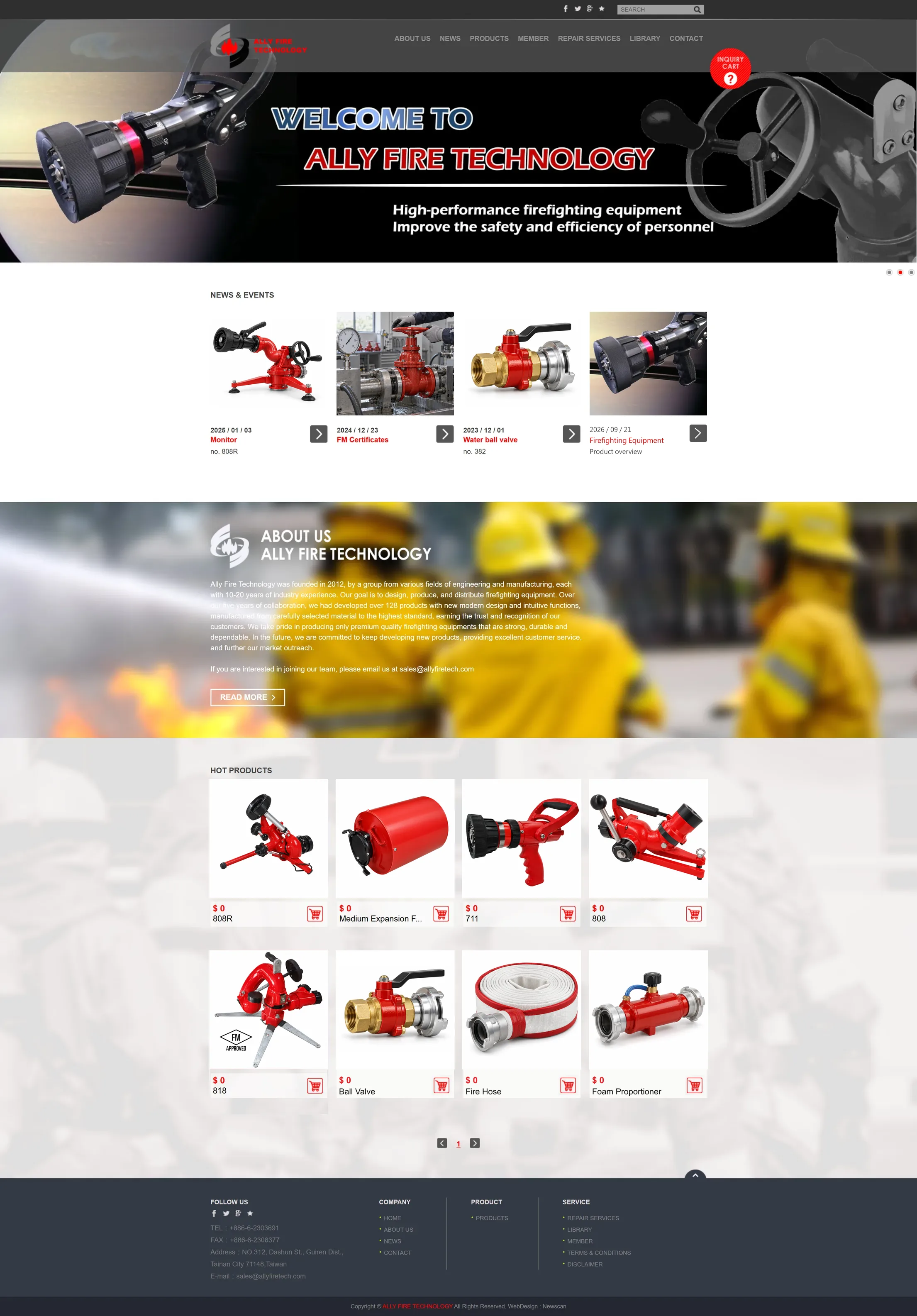 ALLY FIRE TECHNOLOGY 網站全頁截圖