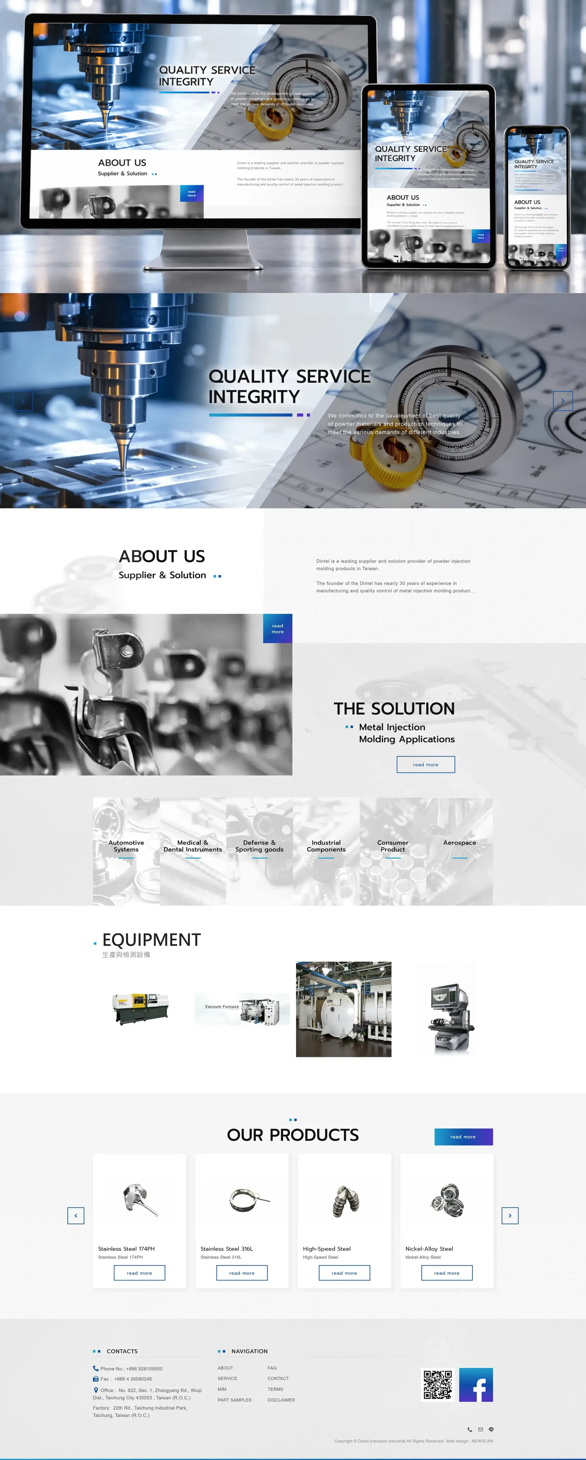 Dintel precision industrial 網站全頁截圖