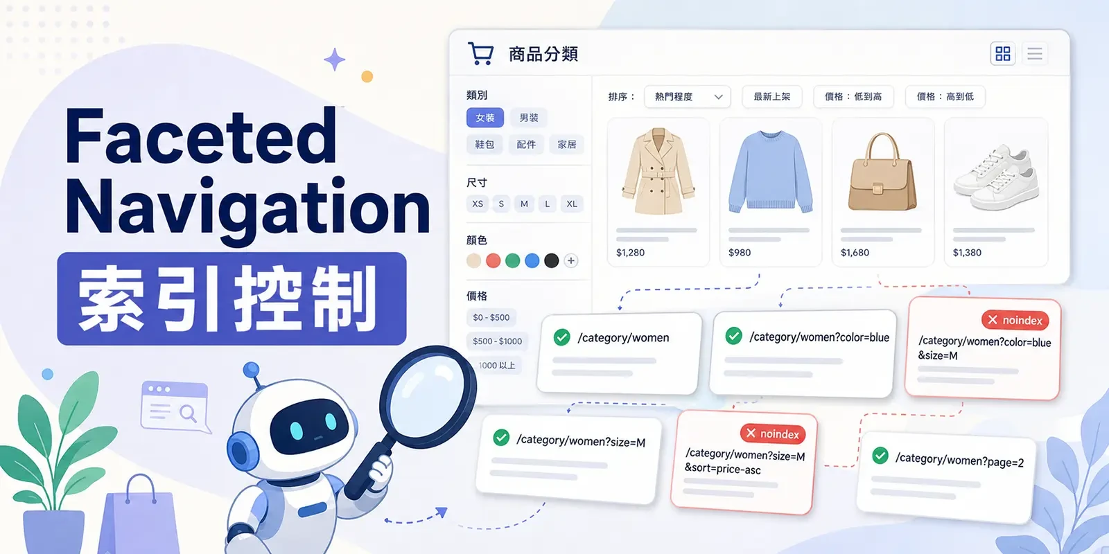 Faceted Navigation 索引控制 : 篩選器的 5 種 noindex 策略