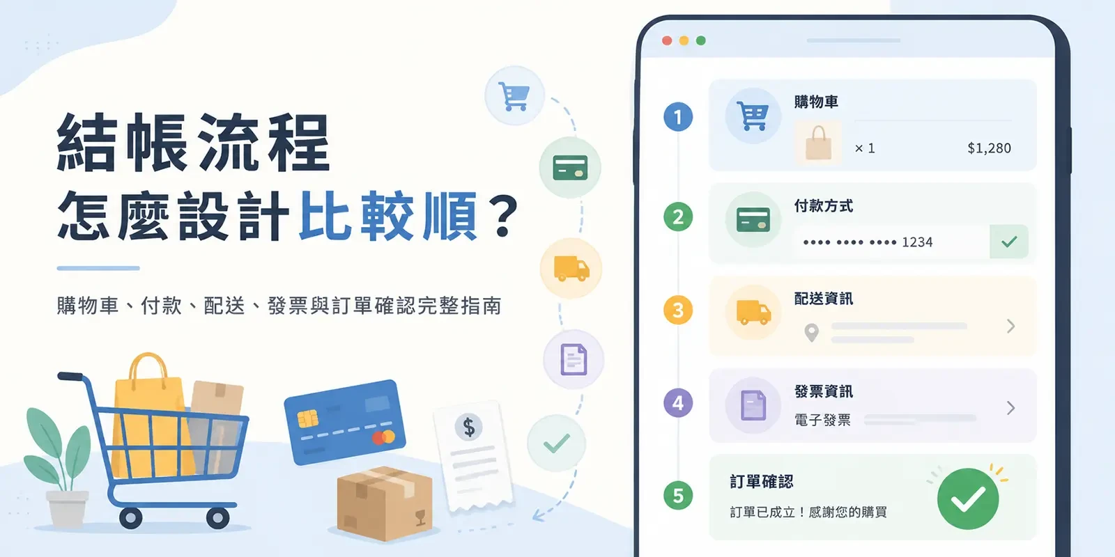 結帳流程怎麼設計比較順？購物車、付款、配送、發票與訂單確認完整指南