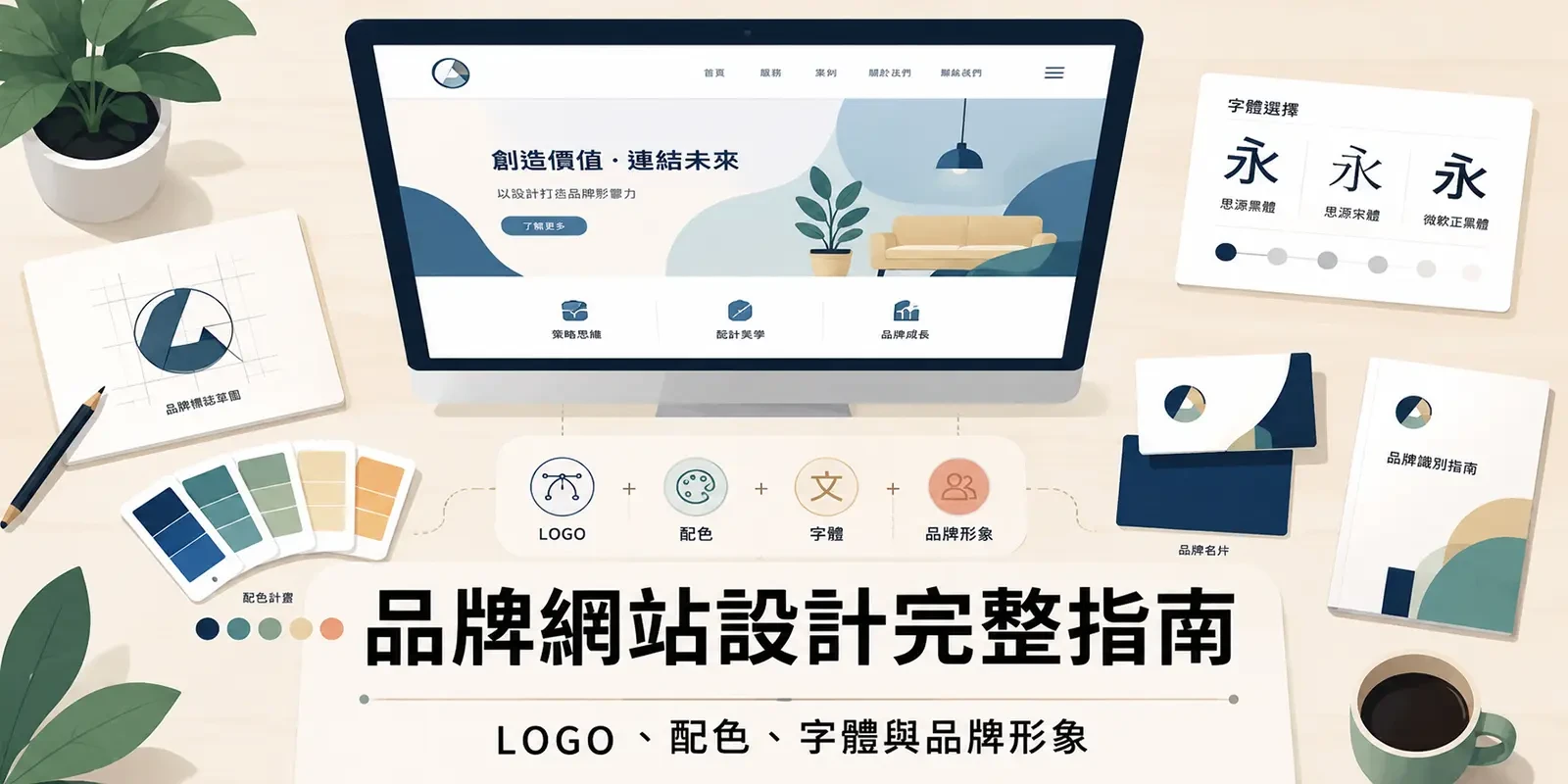 品牌網站設計完整指南：LOGO、品牌色系統、語氣與識別一致性