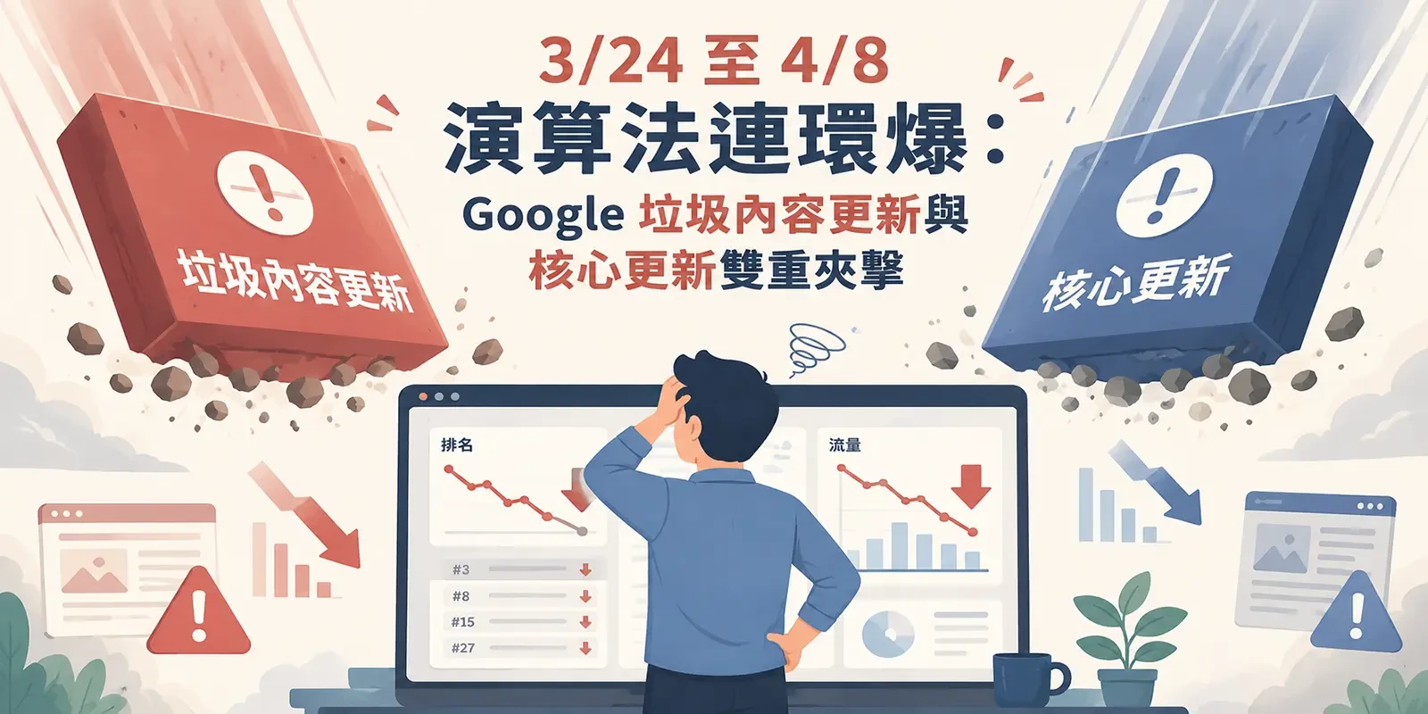 26年 3/24 至 4/8 演算法連環爆：Google 垃圾內容更新與核心更新雙重夾擊